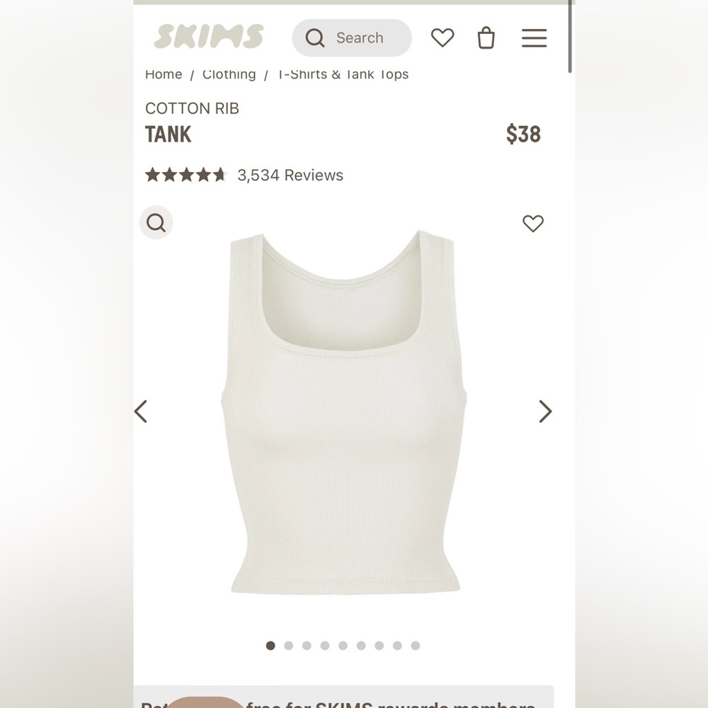 GENTLY USED - SKIMS BONE TANK TOP - SIZE S